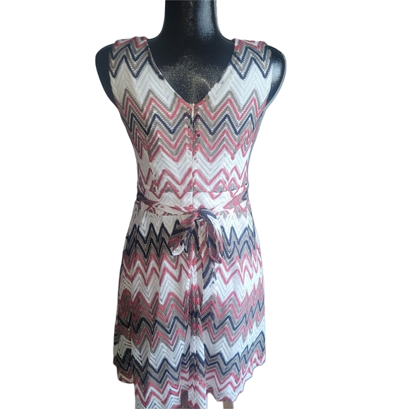 Suzy Shier Chevron Pattern Sleeveless Dress M - Picture 5 of 6